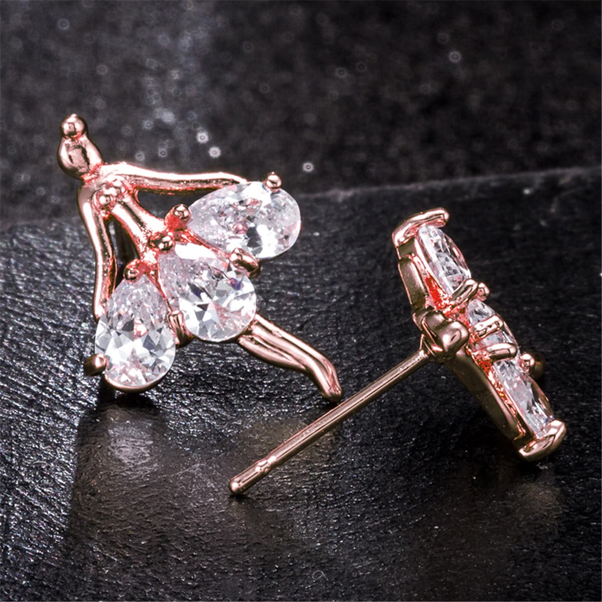 Crystal & 18K Rose Gold-Plated Ballerina Stud Earrings