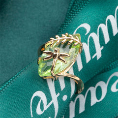 Green Crystal & 18K Gold-Plated Marquise-Cut Botany Ring