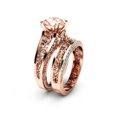 Champagne Crystal & cubic zirconia Ring Set - streetregion