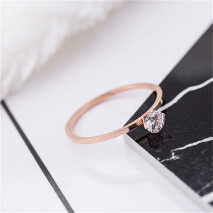 Cubic Zirconia and 18K Rose Gold-Plated Cocktail Ring, rose gold statement rings for women, detail close-up