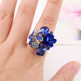 Blue Crystal & cubic zirconia Group Flower Ring - streetregion
