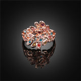 Cubic Zirconia & 18k Rose Gold-Plated Peacock Feather Ring - streetregion