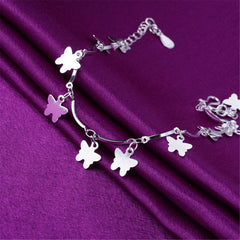 Silver-Plated Butterfly Charm Station Anklet