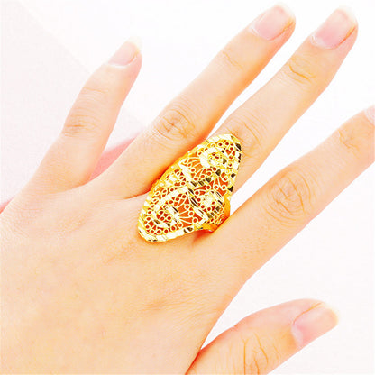 18K Gold-Plated Filigree Adjustable Bypass Ring, gold statement rings for women, elegant gift for her, styled look