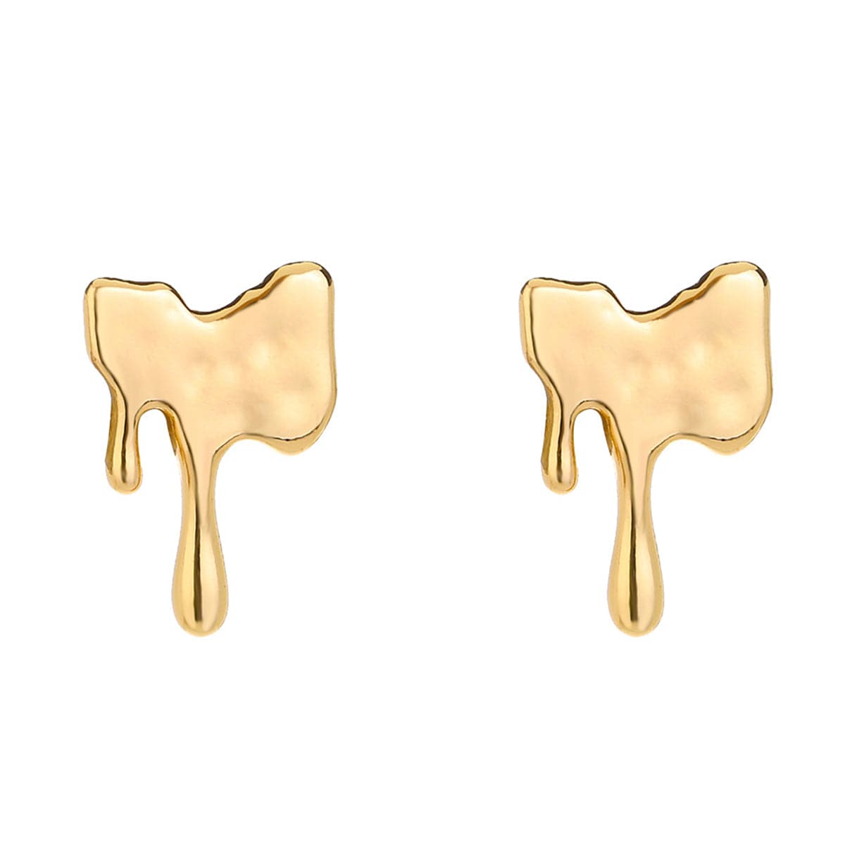 18K Gold-Plated Melted Geometric Stud Earrings, gold stud earrings for women, vintage-inspired design, side view