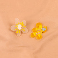 Yellow & White Mismatch Flower Stud