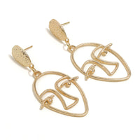 18k Gold-Plated Hollow Face Drop Earrings - streetregion