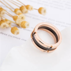 Cubic Zirconia & 18K Rose Gold-Plated Roman Numeral Band
