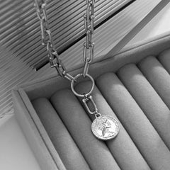 Silver-Plated Coin Pendant Necklace