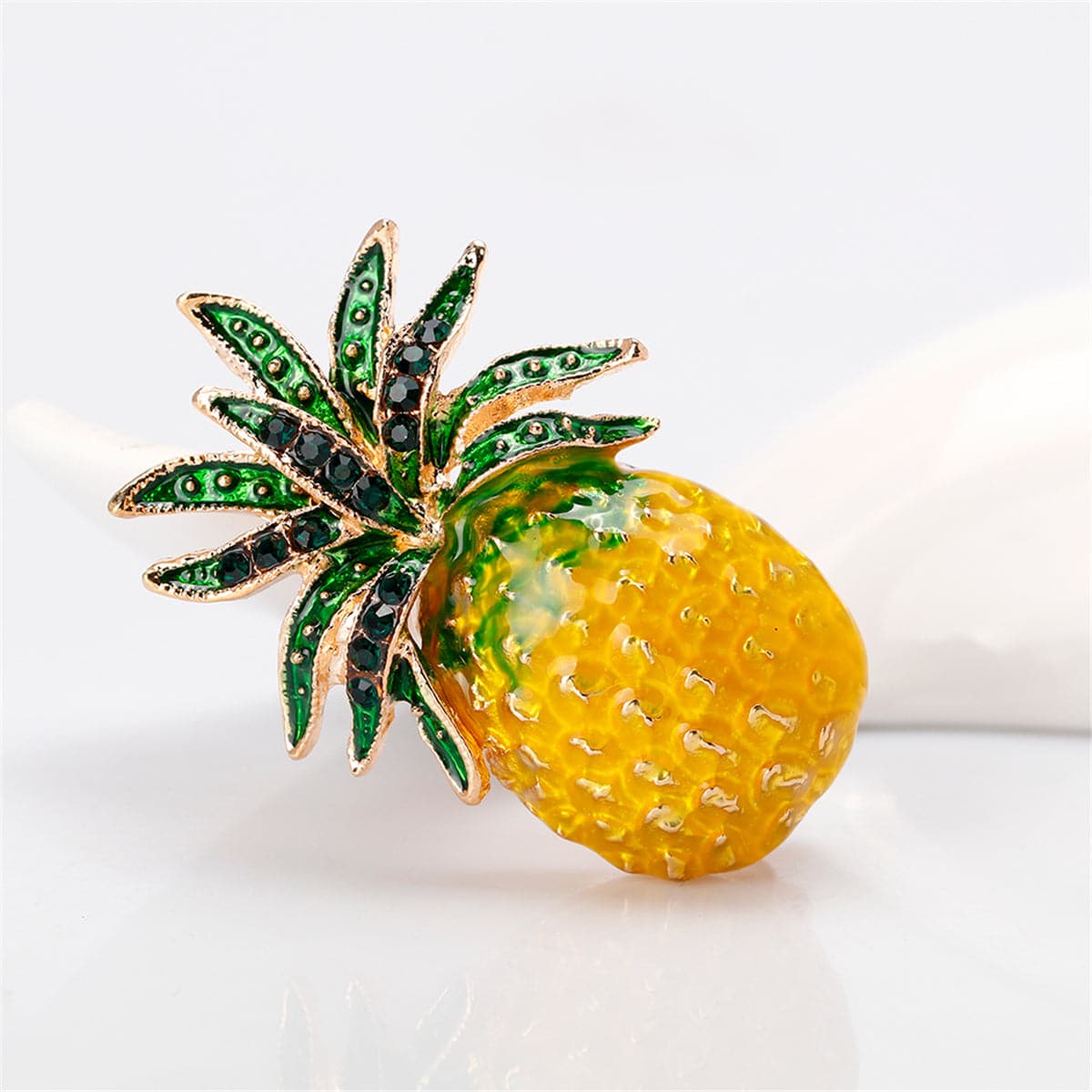 Yellow Cubic Zirconia & 18K Gold-Plated Pineapple Brooch