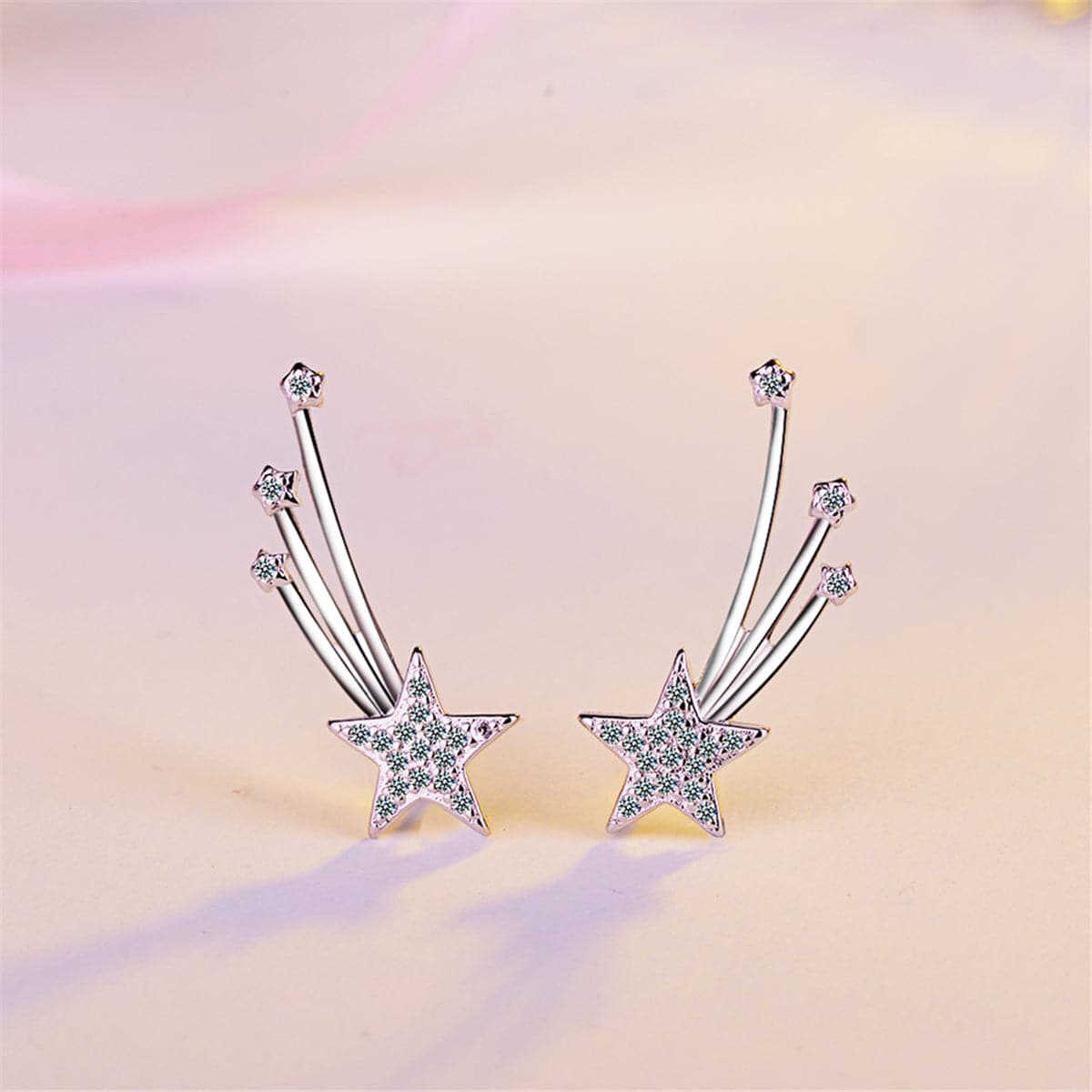 cubic zirconia & Silver-Plated Meteor Ear Climbers - streetregion