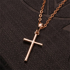18K Rose Gold-Plated Cross Pendant Necklace