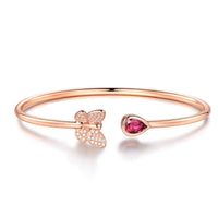 Pink Crystal & Cubic Zirconia Butterfly Cuff