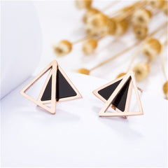 18K Rose Gold-Plated Double Triangle Stud Earrings