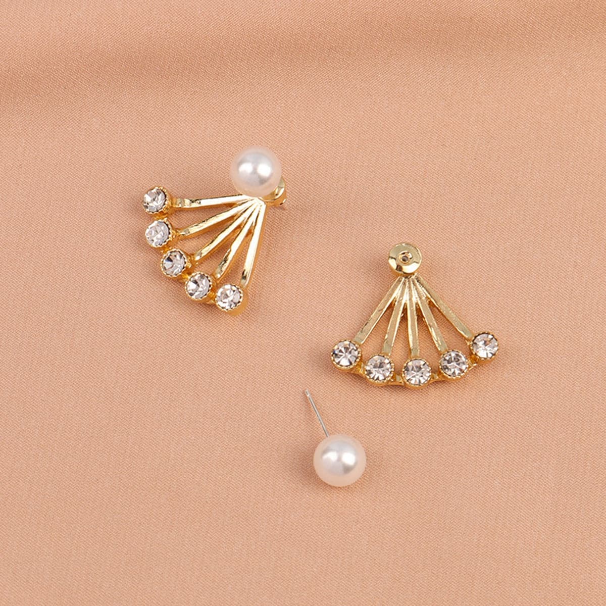 Pearl & Cubic Zirconia Sector Ear Jackets