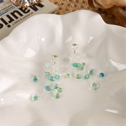 Crystal and Resin 18K Gold-Plated Tassel Abstract Dangle Earrings, gold drop earrings for women, detail close-up