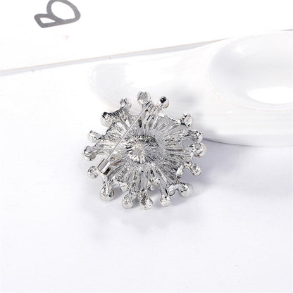 Blue Cubic Zirconia and Silver-Plated Flower Brooch, silver brooch pin, everyday style, lifestyle look