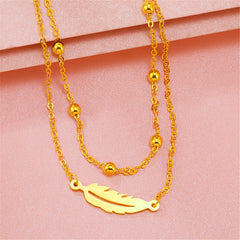 24K Gold-Plated Feather Layered Anklet