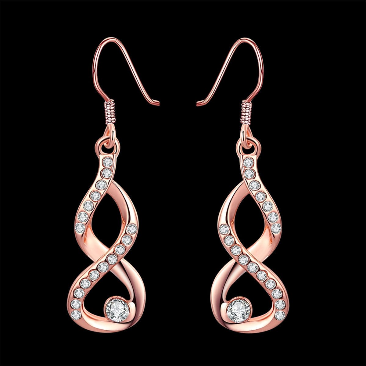 Cubic Zirconia & Rose Goldtone Figure-Eight Drop Earrings - streetregion