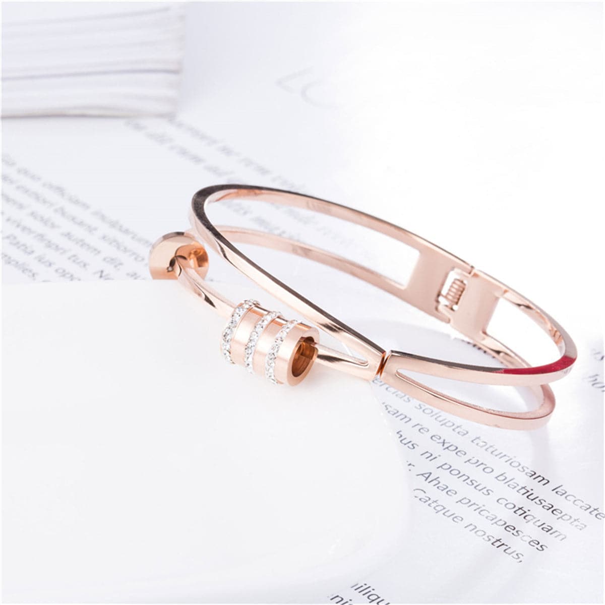 Cubic Zirconia & 18K Rose Gold-Plated Coil Bangle