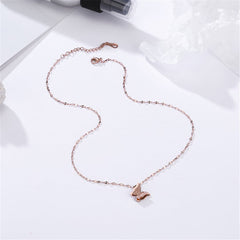 18K Rose Gold-Plated Frosted Butterfly Pendant Necklace