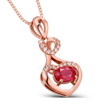 cubic zirconia & 18k Rose Gold-Plated Heart Pendant Necklace - streetregion
