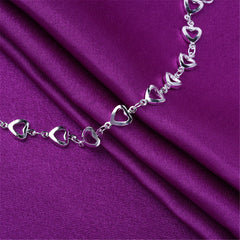 Silver-Plated Open Heart Station Anklet
