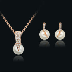 Pearl & Cubic Zirconia 18K Gold-Plated Flush-Set Pendant Necklace Set