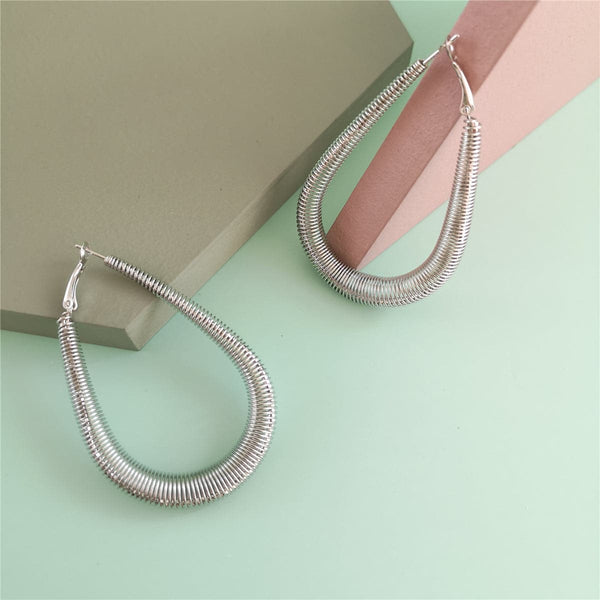 Silvertone Spring Teardrop Earrings