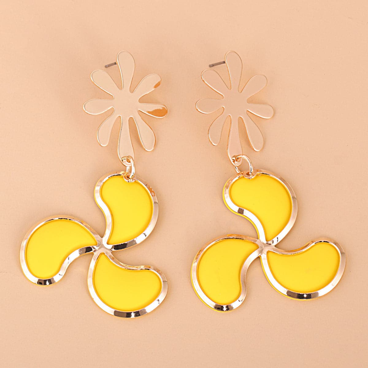 Yellow Enamel & 18K Gold-Plated Leaf Drop Earrings