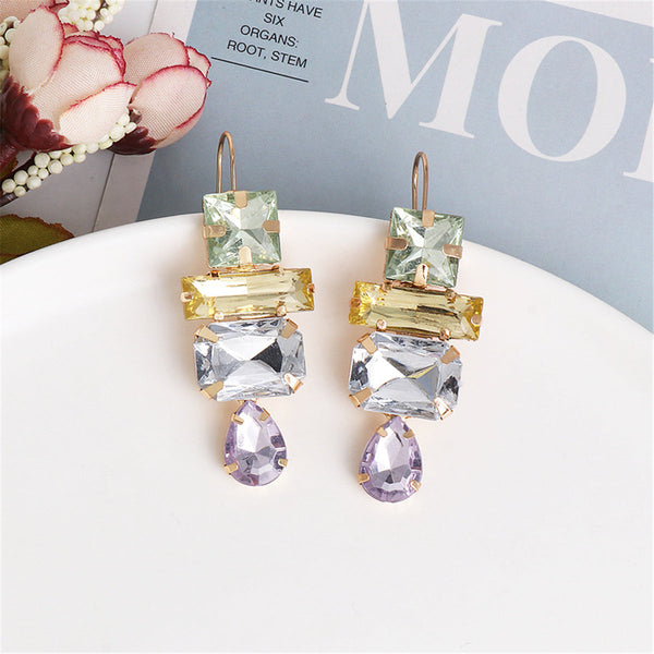 Pastel Crystal & 18K Gold-Plated Mixed Geo Drop Earrings