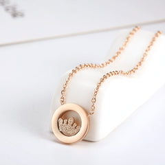 18K Rose Gold-Plated Crown Pendant Necklace