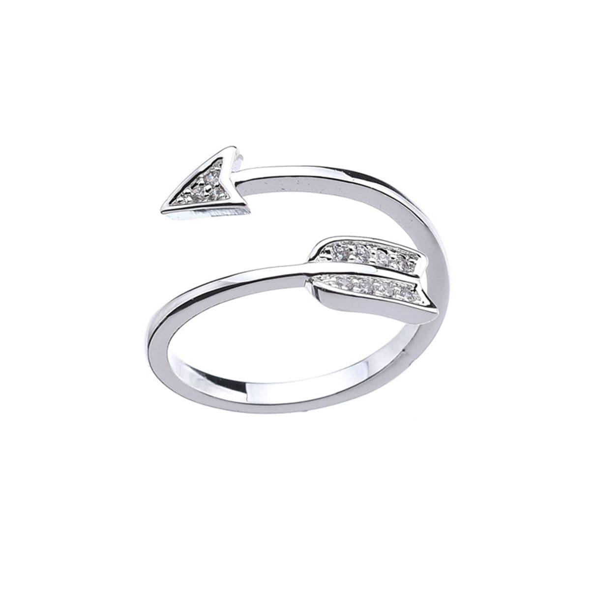 cubic zirconia & Silver-Plated Arrow Adjustable Ring - streetregion