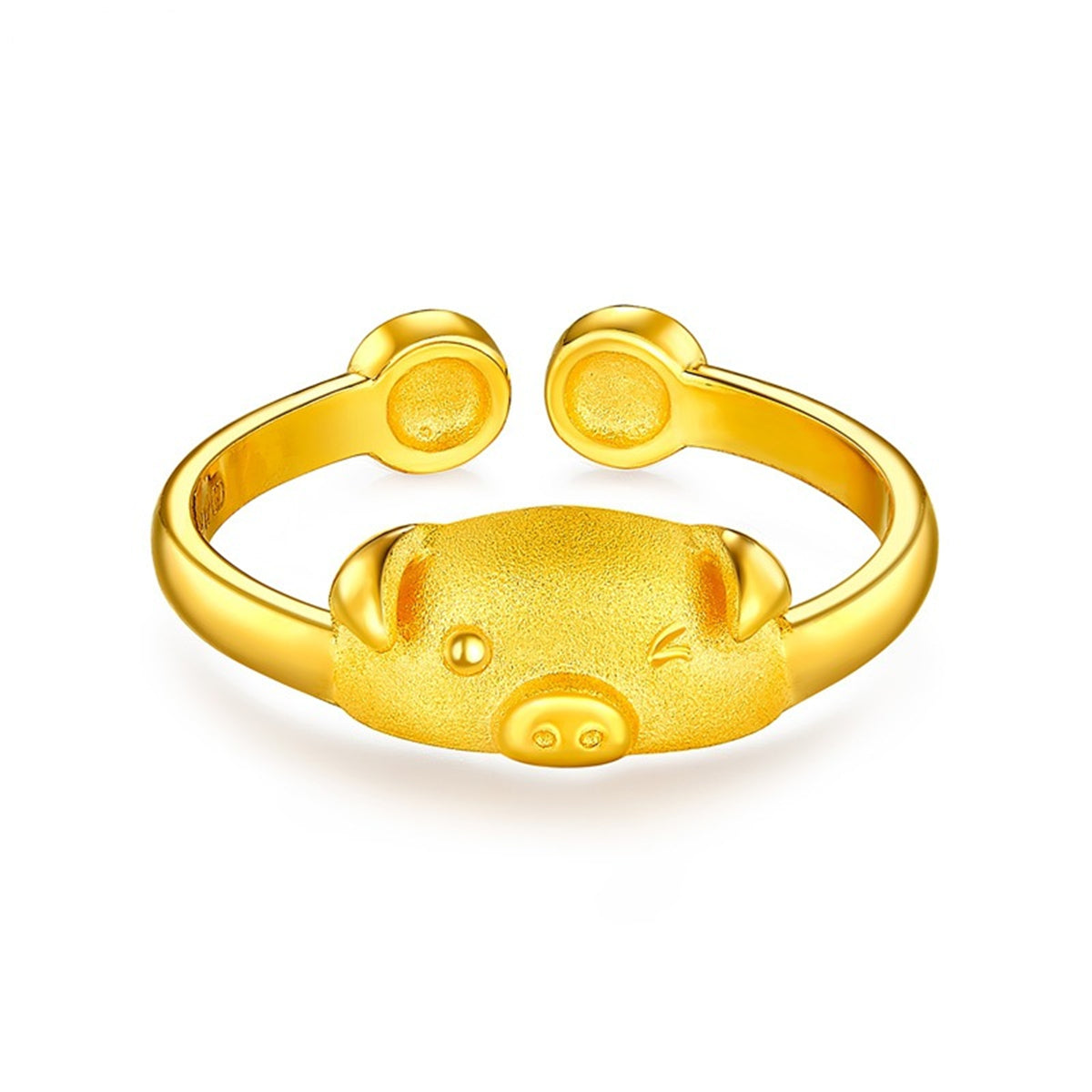 24K Gold-Plated Pig Open Ring, gold statement rings for women, elegant gift for her, side view