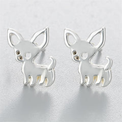 Silver-Plated Chihuahua Stud Earrings