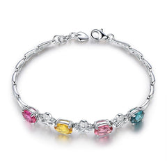 Blue Crystal & platinum-Plated Clover Charm Bracelet - streetregion