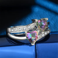 Pink Crystal Double Heart Ring