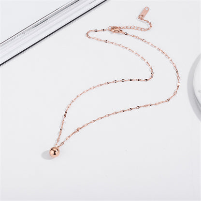 18K Rose Gold-Plated Ball Pendant Necklace, rose gold pendant necklace for women, everyday style, lifestyle look