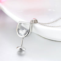 Crystal & Silver-Plated Wineglass Pendant Necklace