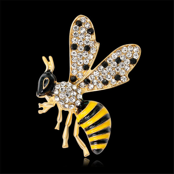Cubic Zirconia & 18k Gold-Plated Bee Brooch