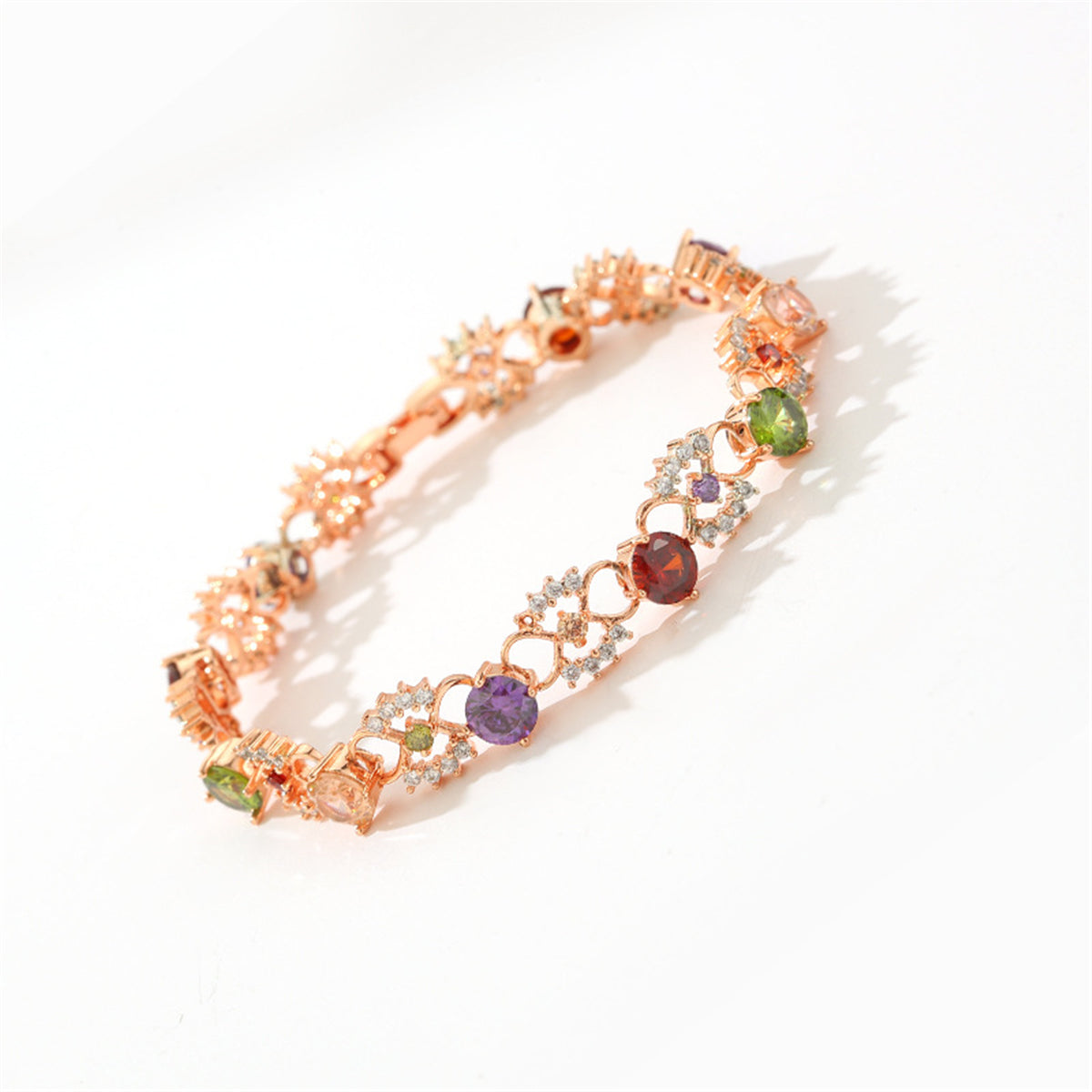 Crystal & Cubic Zirconia Round-Cut Flower Station Bracelet