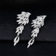 Cubic Zirconia & Silver-Plated Wings Drop Earrings