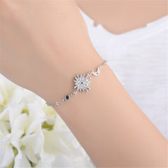 Blue Crystal & Silver-Plated Star & Moon Bracelet - streetregion