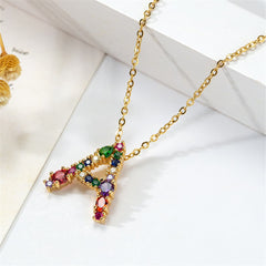 Red Multicolor Crystal & Cubic Zirconia Letter A Pendant Necklace