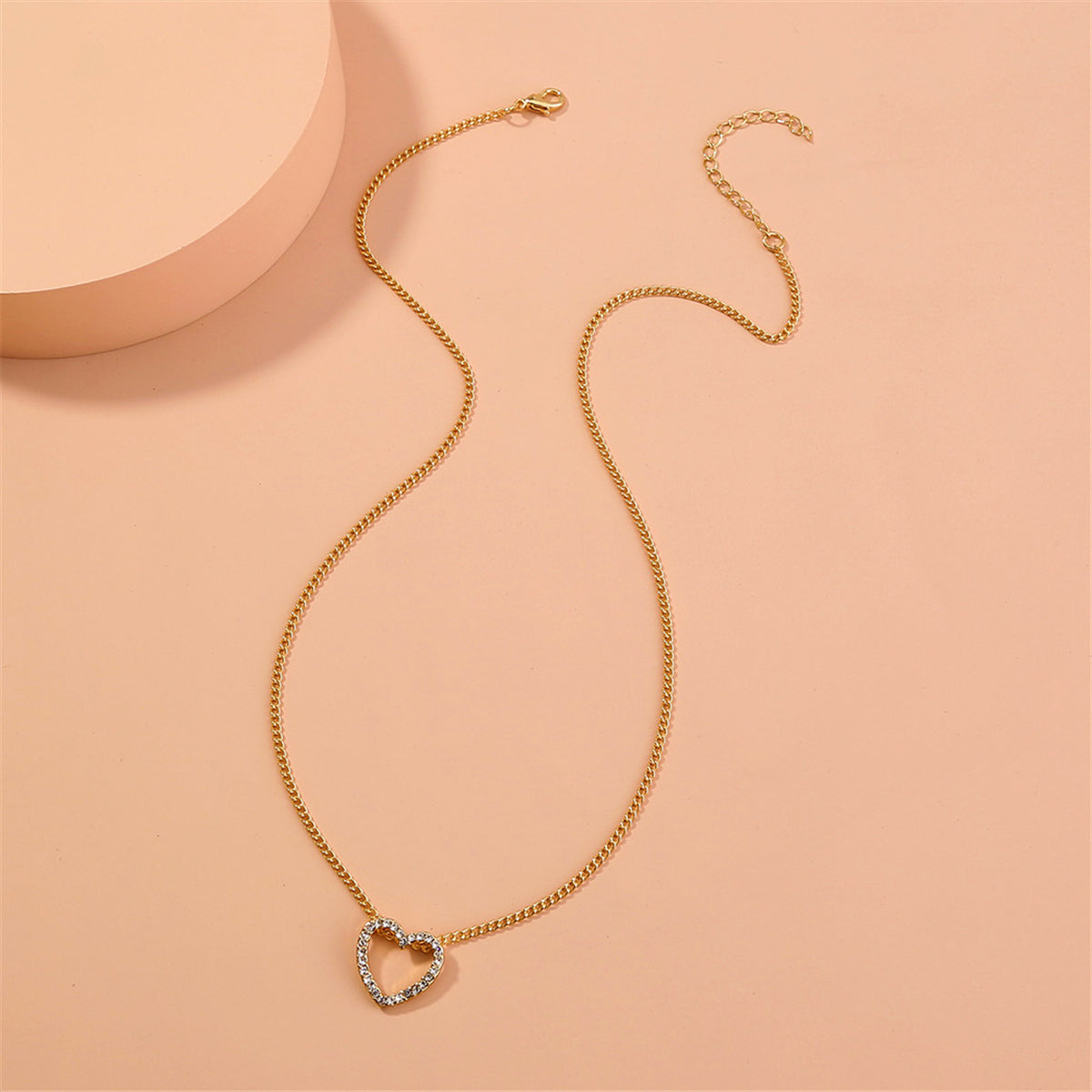 Cubic Zirconia and 18K Gold-Plated Open Heart Pendant Necklace, gold pendant necklace for women, lifestyle look
