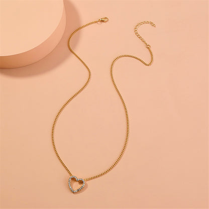 Cubic Zirconia and 18K Gold-Plated Open Heart Pendant Necklace, gold pendant necklace for women, lifestyle look