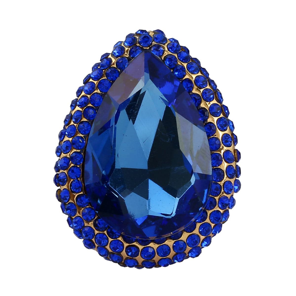 Blue Crystal & cubic zirconia Adjustable Teardrop Ring - streetregion