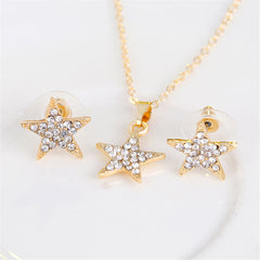 Cubic Zirconia & 18K Gold-Plated Star Pendant Necklace Set