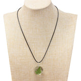 Green & Silvertone Pressed Mugwort Rope Pendant Necklace