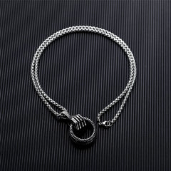 Silver-Plated Skeleton Hand & Tire Pendant Necklace